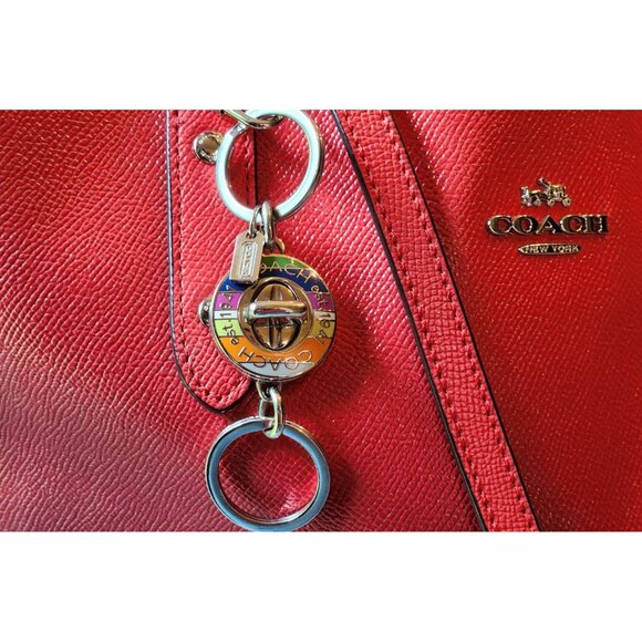 Coach Authentic 1941 Multicolor Stripe Turnlock 2-n-1 Valet Keychain NWOT - Picture 2 of 9